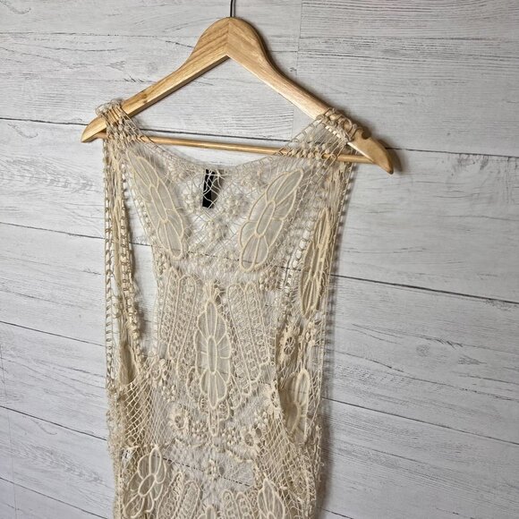 Fulltilt Cardigan Kimono Size Small Bohemian Longline Floral Embroidery Mesh - Picture 10 of 15